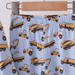 Premium blue excavator print bamboo pants set