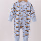 Premium blue excavator print bamboo romper