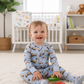 Premium blue excavator print bamboo romper