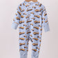 Premium blue excavator print bamboo romper