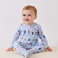 Premium blue character print bamboo romper