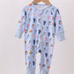Premium blue character print bamboo romper