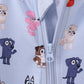 Premium blue character print bamboo romper