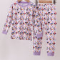 Premium purple character print bamboo pants set