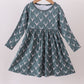 Premium forest reindeer print bamboo dress