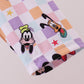 Premium purple character print bamboo checkered dress