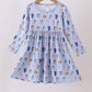 Premium blue character print bamboo dress