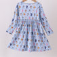 Premium blue character print bamboo dress