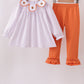 Premium orange turkey embroidery ruffle pants set
