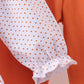 Premium orange turkey embroidery ruffle pants set