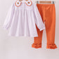 Premium orange turkey embroidery ruffle pants set