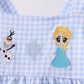 Premium blue snowman embroidery gingham ruffle pants set