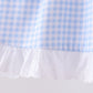 Premium blue snowman embroidery gingham ruffle pants set