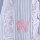 Premium blue stripe bow embroidery dress