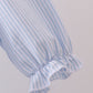 Premium blue stripe bow embroidery dress