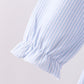 Premium blue stripe bow embroidery pants set