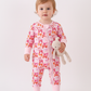 Premium berry blossom bows ruffle bamboo romper