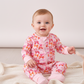 Premium berry blossom bows ruffle bamboo romper
