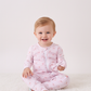 Premium blush bow stripe bamboo romper