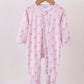 Premium blush bow stripe bamboo romper