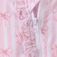 Premium blush bow stripe bamboo romper