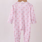 Premium blush bow stripe bamboo romper