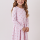 Premium blush bow stripe print ruffle bamboo dress