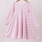 Premium blush bow stripe print ruffle bamboo dress