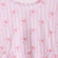 Premium blush bow stripe print ruffle bamboo dress