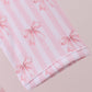 Premium blush bow stripe print ruffle bamboo dress