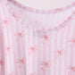 Premium blush bow stripe print ruffle bamboo dress