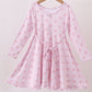 Premium blush bow stripe print ruffle bamboo dress