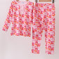 Premium berry blossom bows bamboo pants set