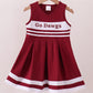 Premium Maroon Go Dawgs Mississippi embroidery ruffle dress