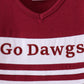 Premium Maroon Go Dawgs Mississippi embroidery ruffle dress