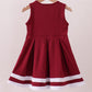 Premium Maroon Go Dawgs Mississippi embroidery ruffle dress