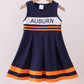 Premium Navy Auburn embroidery ruffle dress