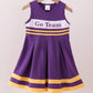 Premium Purple LSU Go Team embroidery ruffle dress
