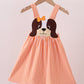 Premium orange Tennessee puppy applique dress