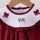 Premium Maroon Georgia bulldog bow embroidery bubble