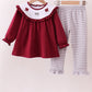 Premium Maroon Georgia bulldog bow embroidery ruffle pants set