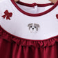 Premium Maroon Georgia bulldog bow embroidery ruffle pants set
