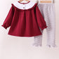 Premium Maroon Georgia bulldog bow embroidery ruffle pants set