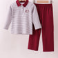Premium Maroon Georgia stripe bulldog embroidery pants set