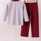 Premium Maroon Georgia stripe bulldog embroidery pants set
