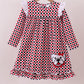 Checkered Georgia dog applique ruffle dress