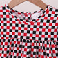 Checkered Georgia dog applique ruffle dress