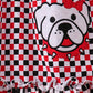 Checkered Georgia dog applique ruffle dress