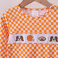 Orange Tennessee puppy bow embroidery checkered top