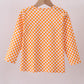 Orange Tennessee puppy bow embroidery checkered top